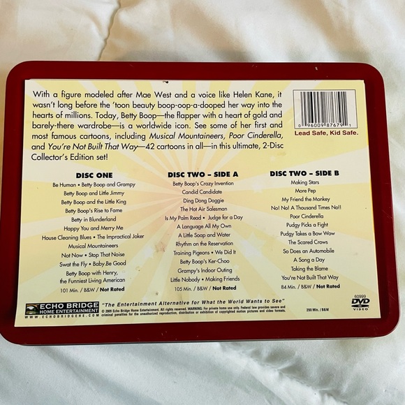 New Mint Condition Betty Boop Dvd Tin Set (1 disc missing) - Picture 12 of 12